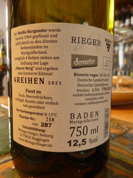 Pinot Blanc "Vier Reihen - Meisterwerk" 2021