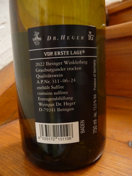 Grauburgunder Ihringer Winklerberg Erste Lage 2022