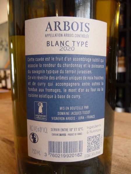 Arbois Blanc Typé "Tradition" 2020